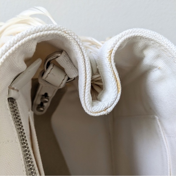 Prada Feather Trimmed Canapa Fringe Purse - Picture 15 of 16